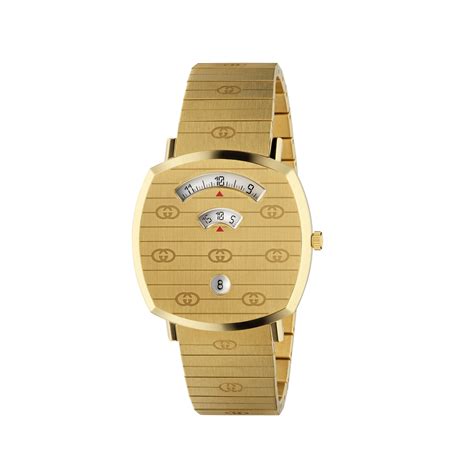 gucci watch gold case black face one dimond|Gucci yellow gold watch.